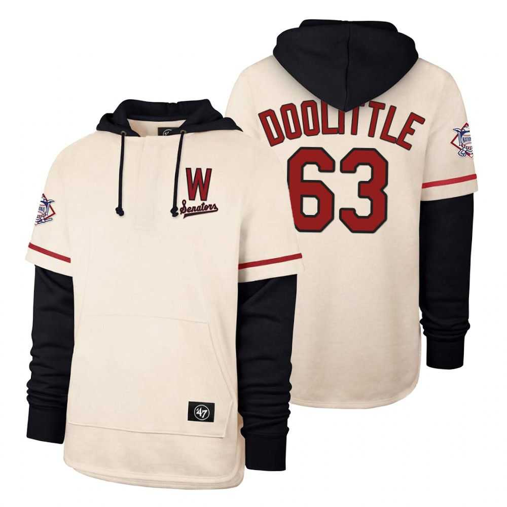 Men Washington Nationals 63 Doolittle Cream 2021 Pullover Hoodie MLB Jersey Men Washington Nationals 63 Doolittle Cream 2021 Pullover Hoodie MLB Jersey